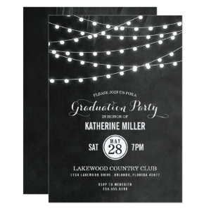 Summer String Lights Graduation Party Card