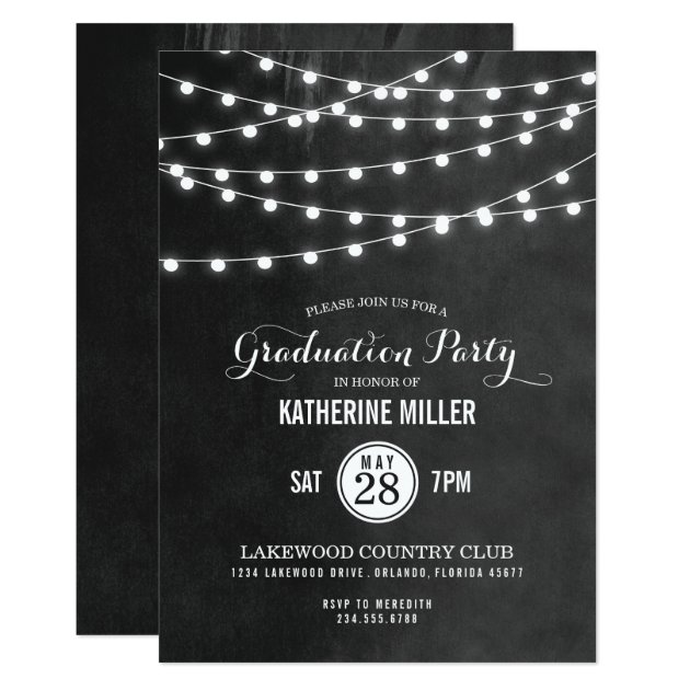 Summer String Lights Graduation Party Invitation
