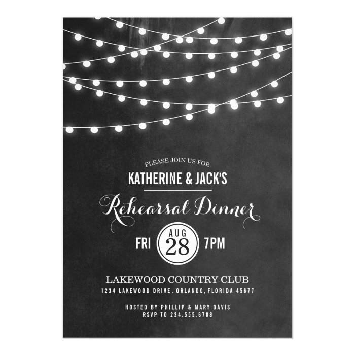 Summer String Lights Rehearsal Dinner Invitation