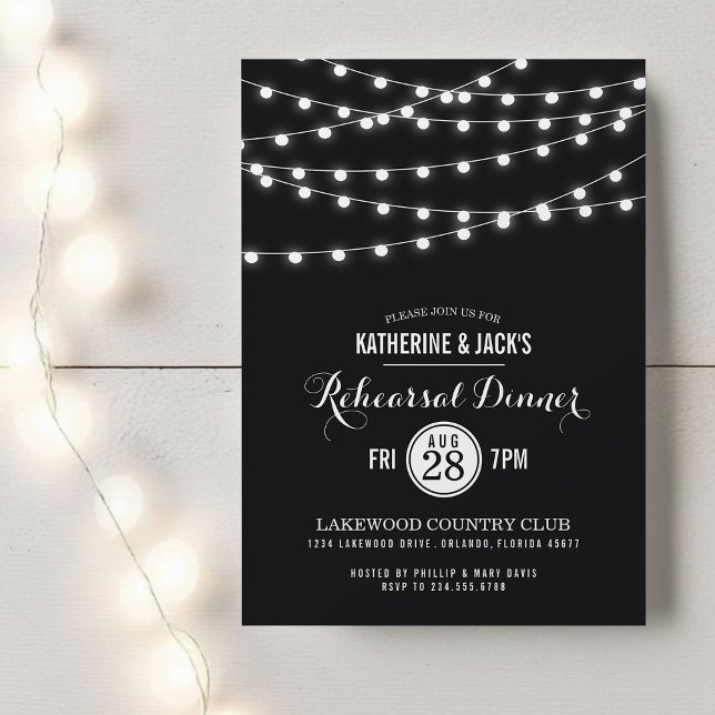Summer String Lights Rehearsal Dinner Invitation (Creator Uploaded)