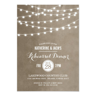 Summer String Lights Rehearsal Dinner Invitation