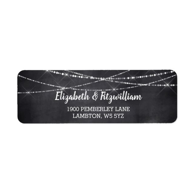 Summer String Lights Rustic Chalkboard Wedding Label (Front)