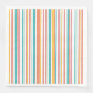 Summer stripe check happy colors paper dinner napkins