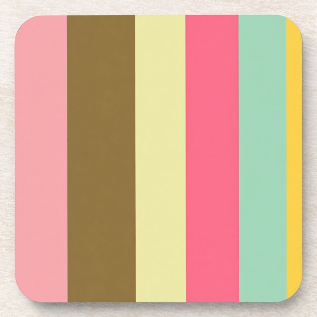 Summer Stripe Color Palette Design Beverage Coaster (Front)