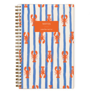 Summer Stripe Lobster Pattern Personalized Name Notebook