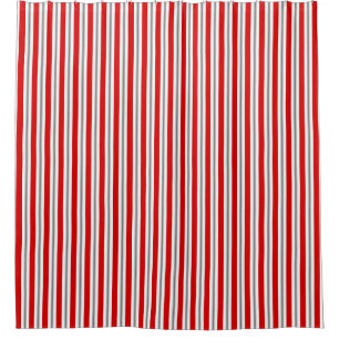 Summer Stripes, Deep Red, White and Gray  Shower Curtain