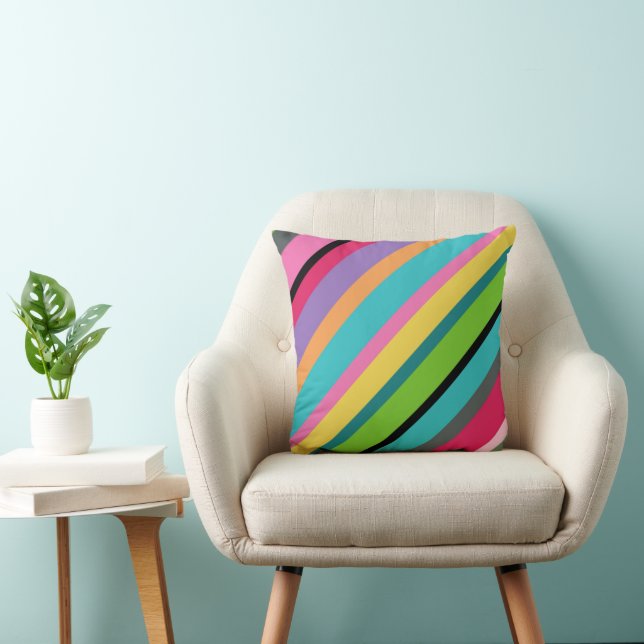 Summer Stripes Diagonal Throw Pillow (Chair)