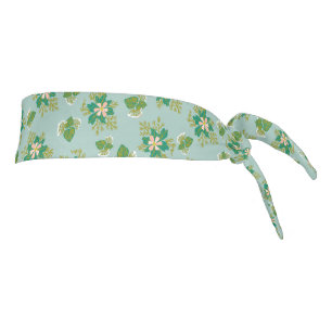 Summer stripes floral retro blue pink tie headband