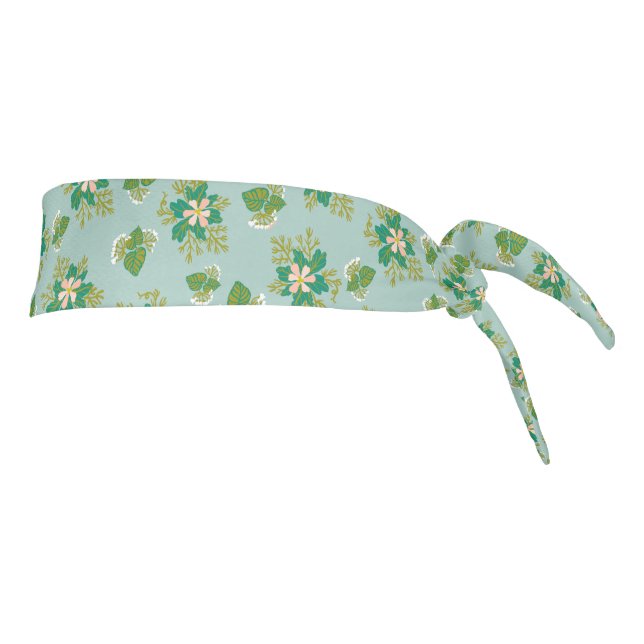 Summer stripes floral retro blue pink tie headband (Rotate 90)