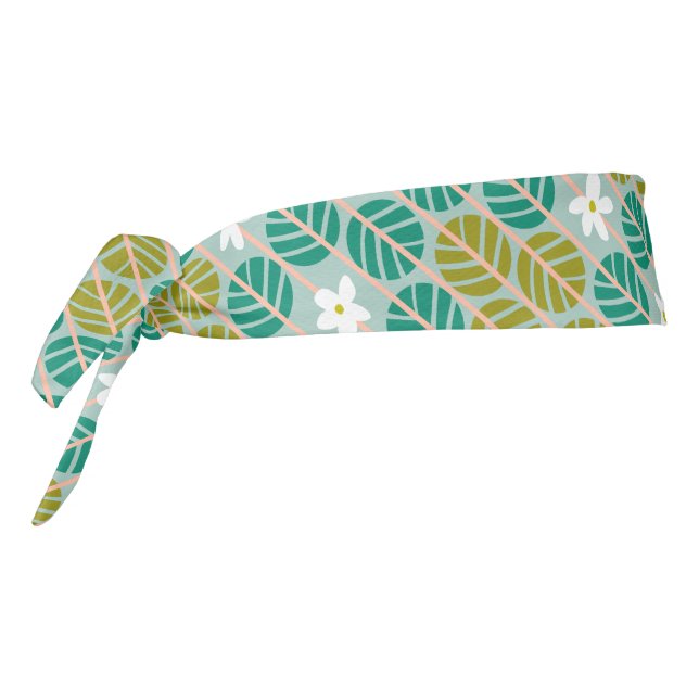 Summer stripes floral retro blue tie headband (Rotate 270)