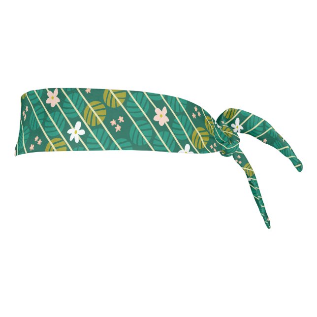 Summer stripes floral retro green tie headband (Rotate 90)