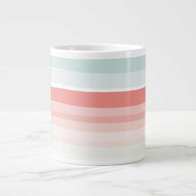 Summer stripes in coral and turquoise giant coffee mug (Front)