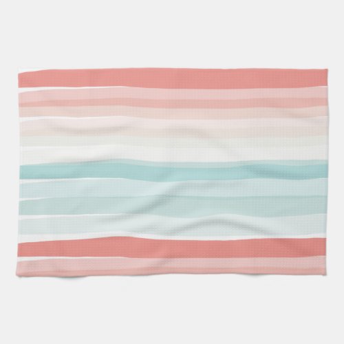 Summer stripes in coral and turquoise kitchen towel