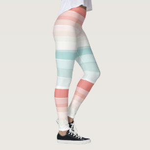 Summer stripes in coral and turquoise leggings