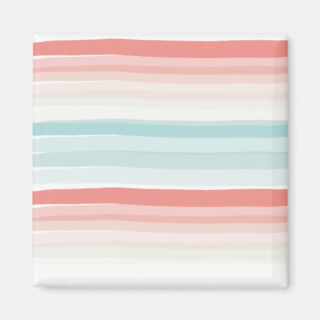 Summer stripes in coral and turquoise magnet (Front)