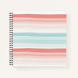 Summer stripes in coral and turquoise notebook
