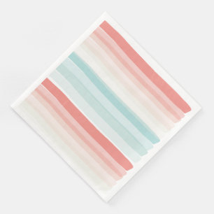 Summer stripes in coral and turquoise paper dinner napkins