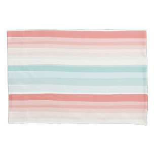 Summer stripes in coral and turquoise pillow case
