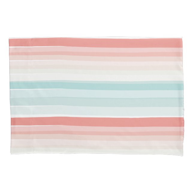 Summer stripes in coral and turquoise pillow case (Front-Left)