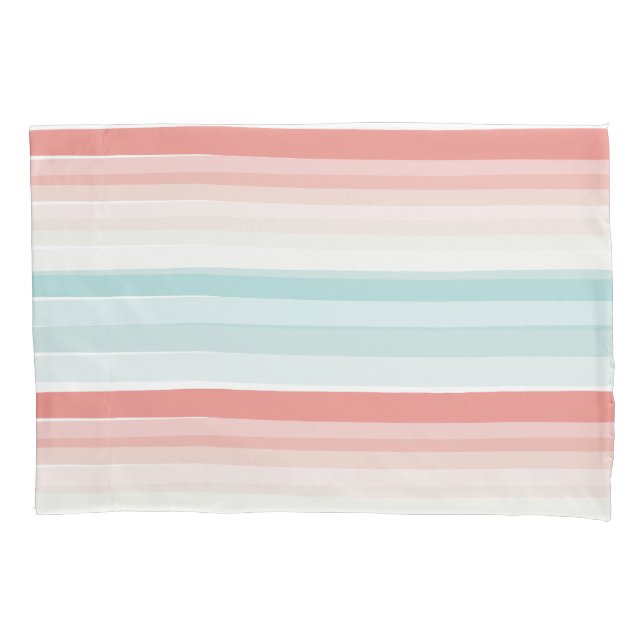 Summer stripes in coral and turquoise pillow case (Front)