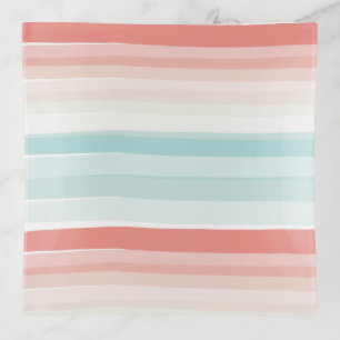 Summer stripes in coral and turquoise trinket tray