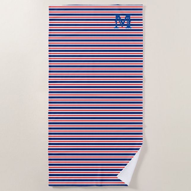 Summer Stripes Monogrammed Ocean Beach Towel (Front)