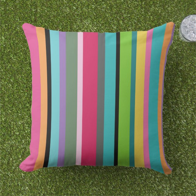 Summer Stripes Outdoor Pillow (Grass)