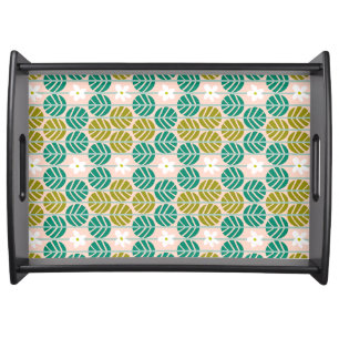 Summer stripes retro serving tray floral pink