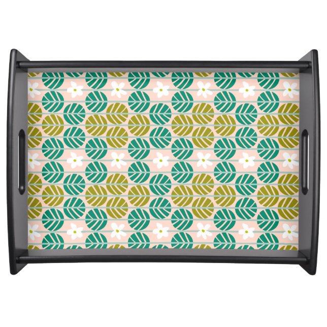 Summer stripes retro serving tray floral pink (Front)