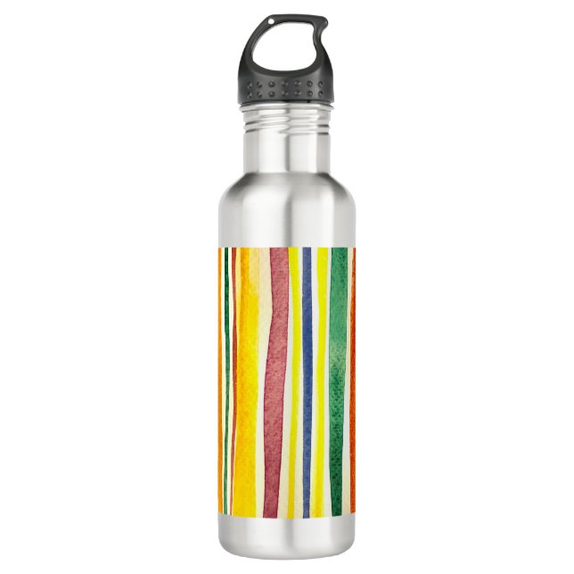 summer stripes  stainless steel water bottle (Front)