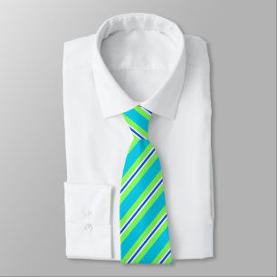 Summer stripes - turquoise and lime green tie