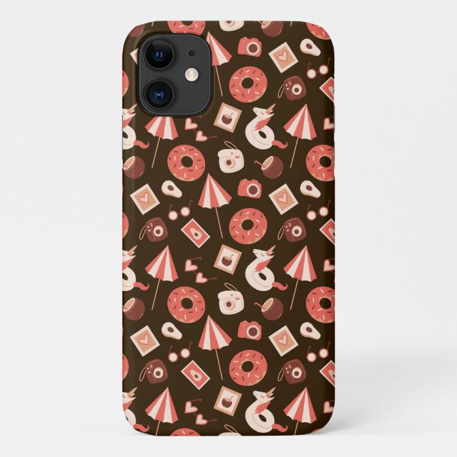 Summer Stuff Chocolate Brown Background Case-Mate iPhone Case (Back)