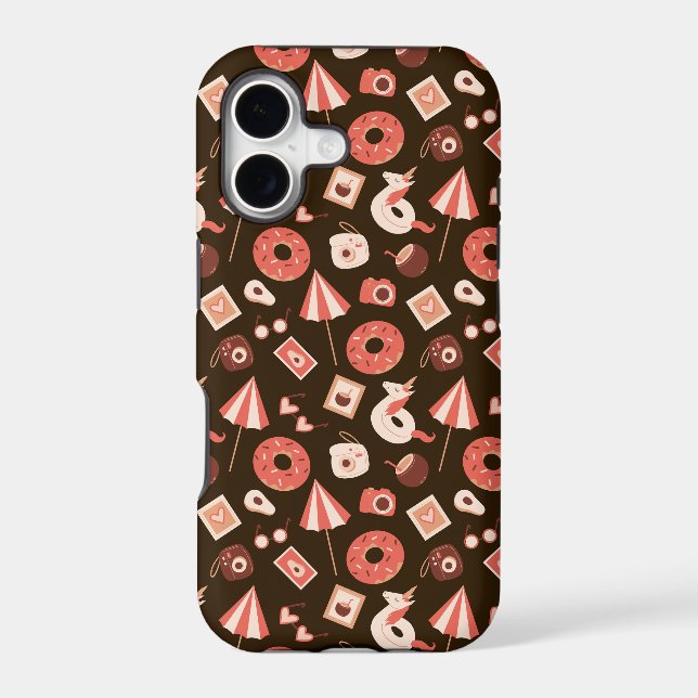 Summer Stuff Chocolate Brown Background Iphone Case (Back)
