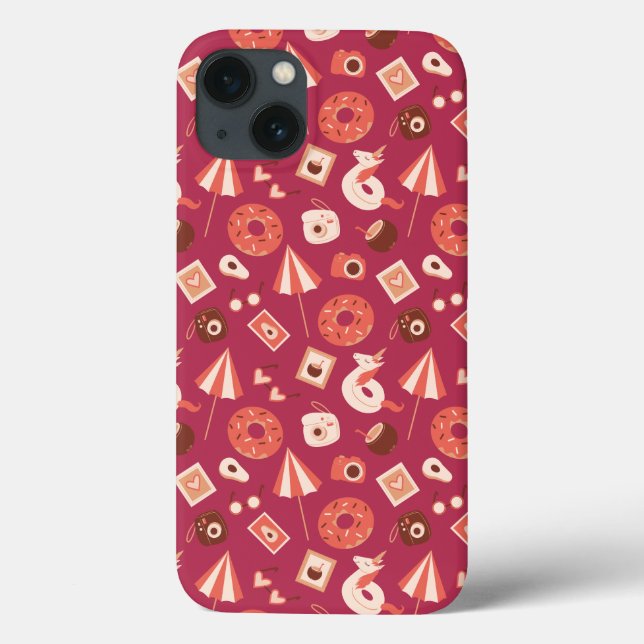 Summer Stuff Maroon Background Case-Mate iPhone Case (Back)