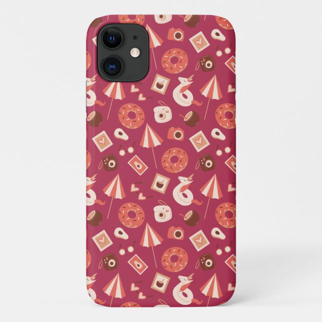 Summer Stuff Maroon Background Case-Mate iPhone Case (Back)