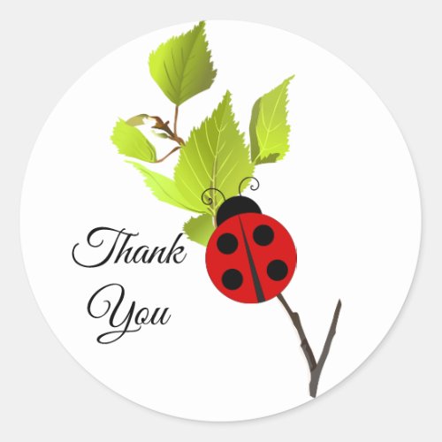 Summer Style Ladybug Thank You Sticker