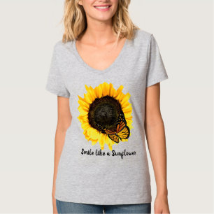 Summer Style Yellow Sunflower and Butterfly T-Shirt