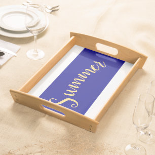 SUMMER Stylish Modern Royal Blue White Stripes  Serving Tray