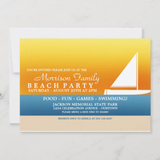 Summer Sun Beach Party Invitations
