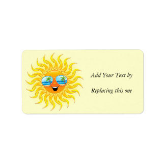 Summer Sun Cartoon with Sunglasses Address Label