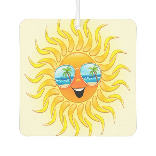 Summer Sun Cartoon with Sunglasses  Air Freshener