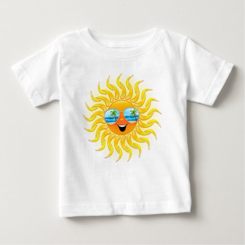 Summer Sun Cartoon with Sunglasses  Baby T_Shirt