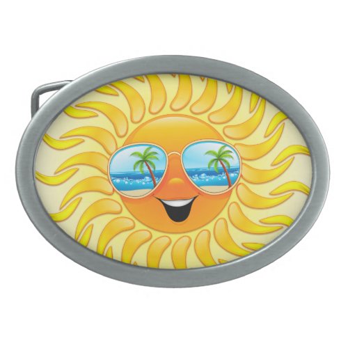 Summer Sun Cartoon with Sunglasses  Belt Buckle