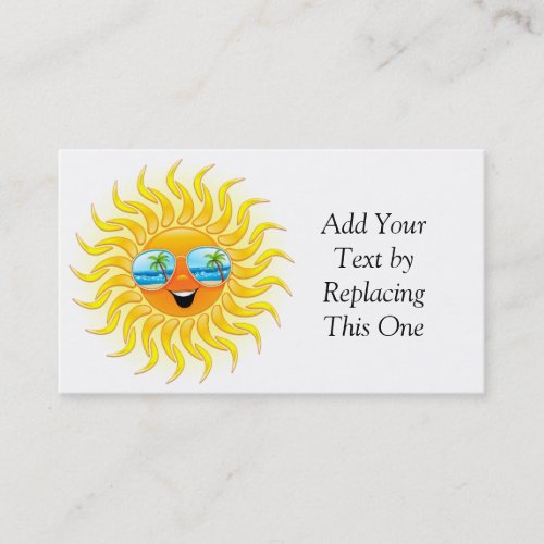 Summer Sun Cartoon with Sunglasses business card