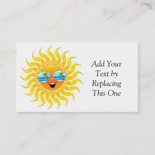 Customizable Summer Sun Cartoon with Sunglasses business card