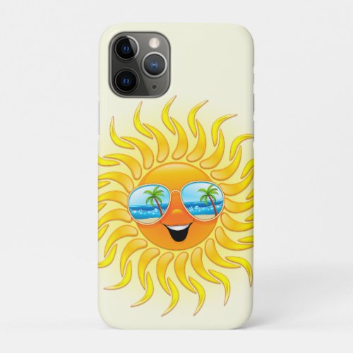 Summer Sun Cartoon with Sunglasses  iPhone 11 Pro Case