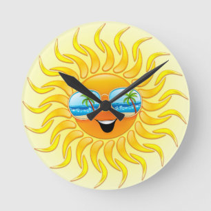 Summer Sun Cartoon with Sunglasses clock