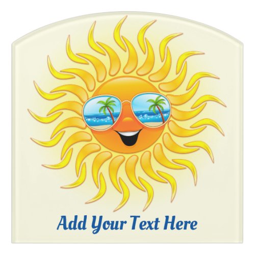Summer Sun Cartoon with Sunglasses  Door Sign