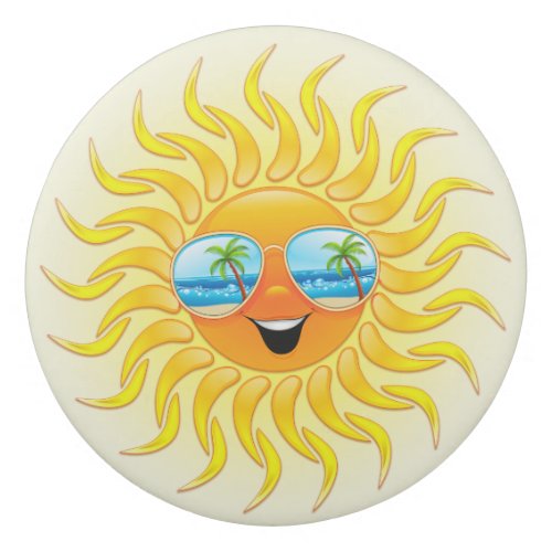 Summer Sun Cartoon with Sunglasses  Eraser
