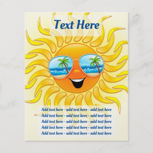 Summer Sun Cartoon with Sunglasses  Flyer